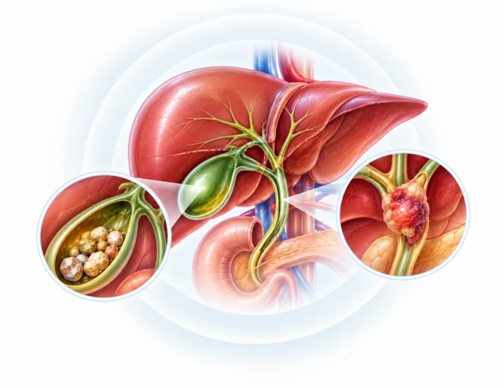 Liver, gallbladder and bile ducts magnified – gallbladder and bile duct disease treatment in Mumbai